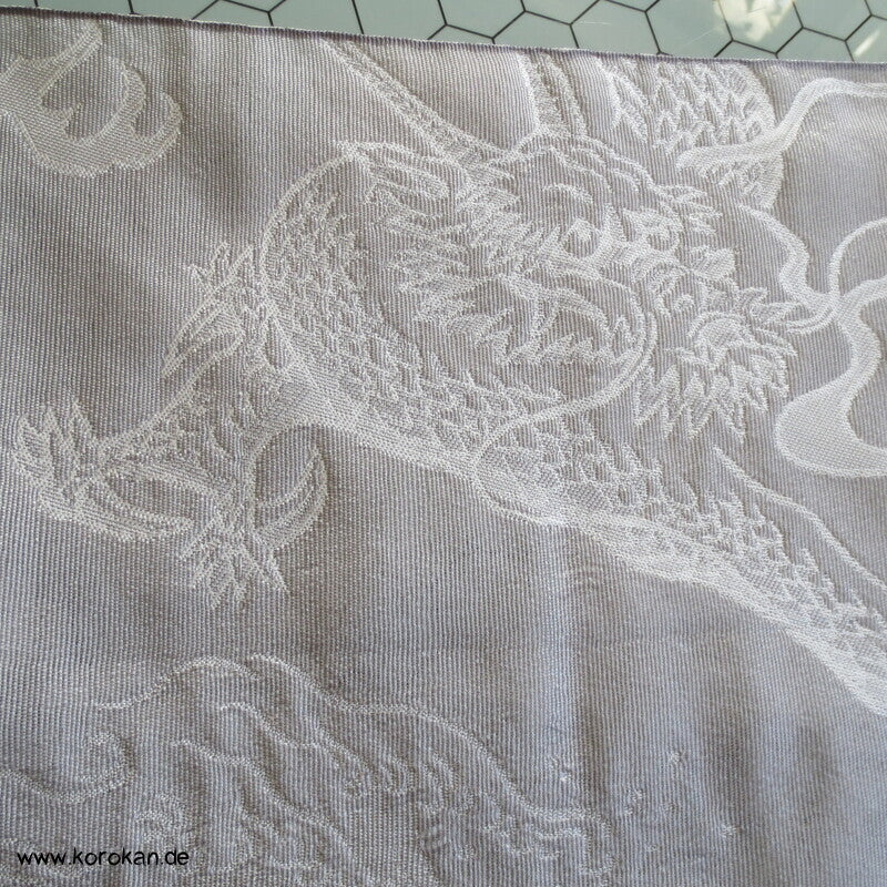Drachen in hellgrau Fukuro / Hanhaba Obi Kimono Gürtel