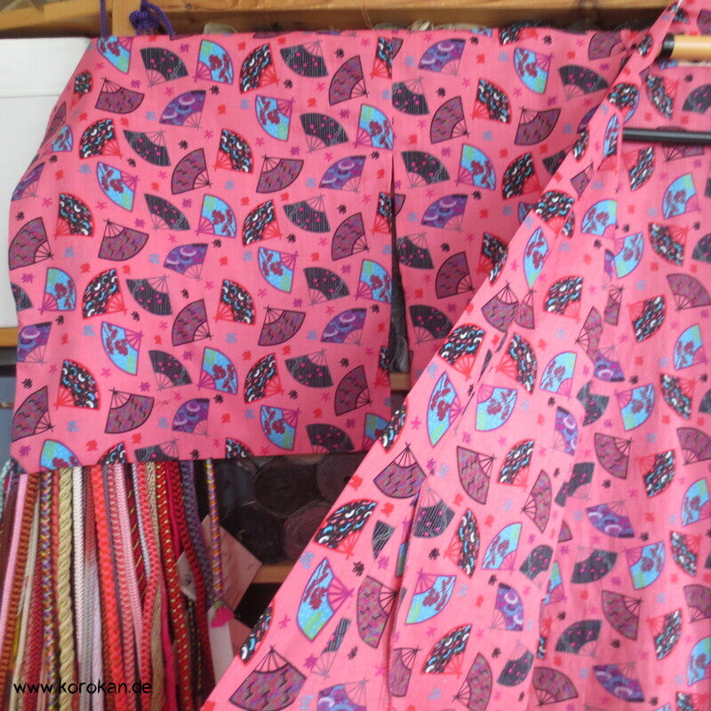 Juban / Yukata Baumwoll Kimono, Fächer auf pink, NEU