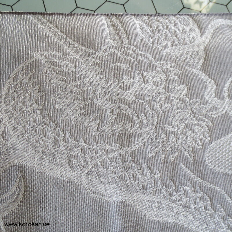 Drachen in hellgrau Fukuro / Hanhaba Obi Kimono Gürtel