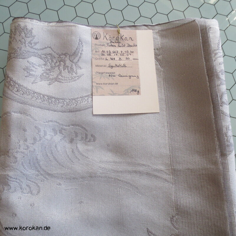 Drachen in hellgrau Fukuro / Hanhaba Obi Kimono Gürtel