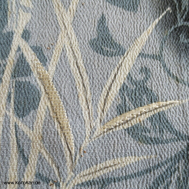 symmetrisches Bambusmuster antiker Seidencrepe Tomesode Kimono