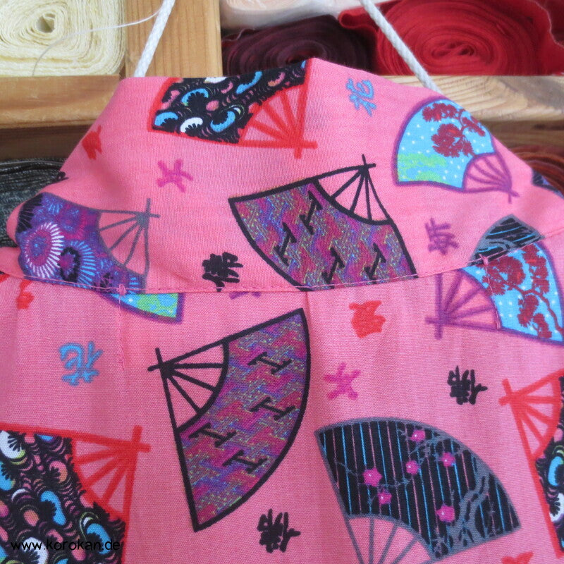 Juban / Yukata Baumwoll Kimono, Fächer auf pink, NEU