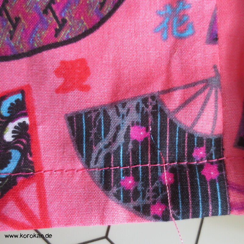 Juban / Yukata Baumwoll Kimono, Fächer auf pink, NEU
