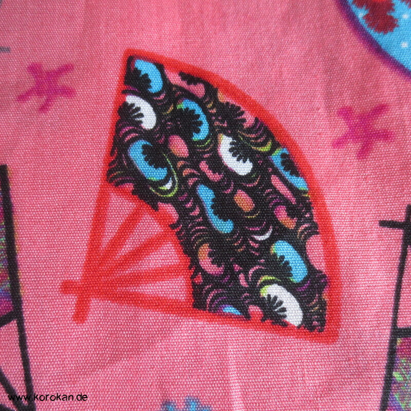 Juban / Yukata Baumwoll Kimono, Fächer auf pink, NEU