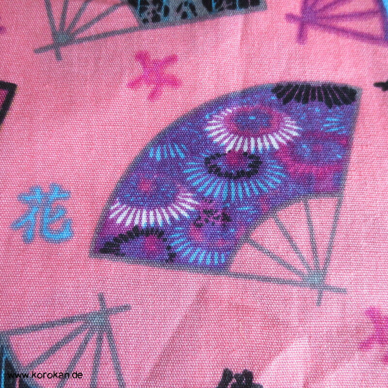Juban / Yukata Baumwoll Kimono, Fächer auf pink, NEU