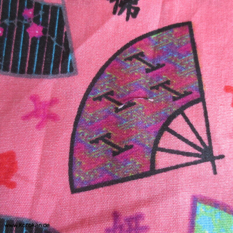 Juban / Yukata Baumwoll Kimono, Fächer auf pink, NEU
