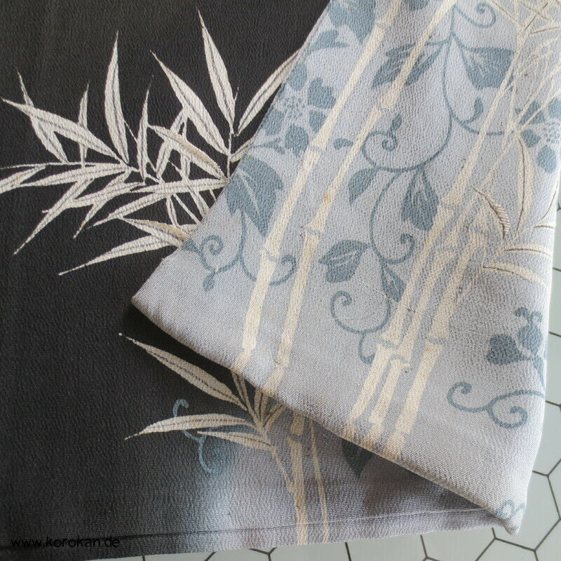 symmetrisches Bambusmuster antiker Seidencrepe Tomesode Kimono