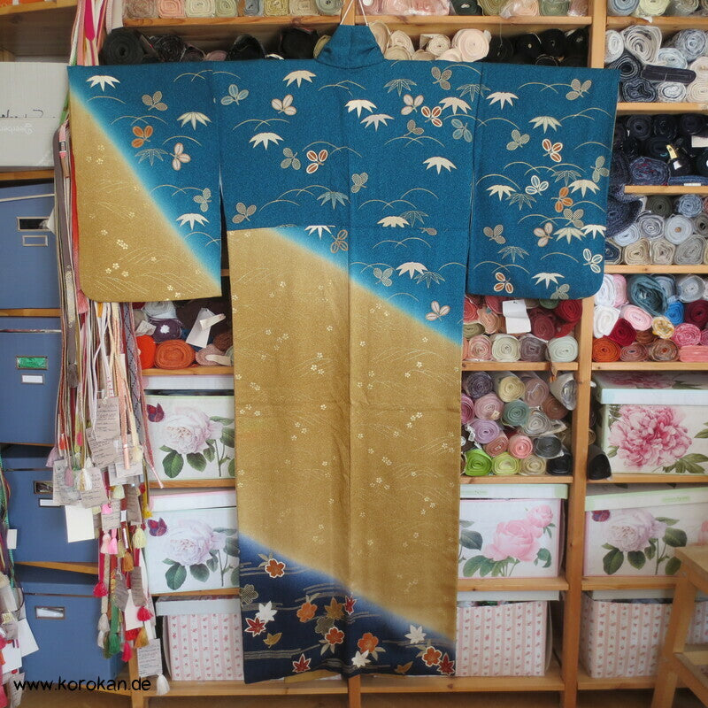 Homongi Kimono Seidencrepe Sandstrand zwischen Himmel und Wasser