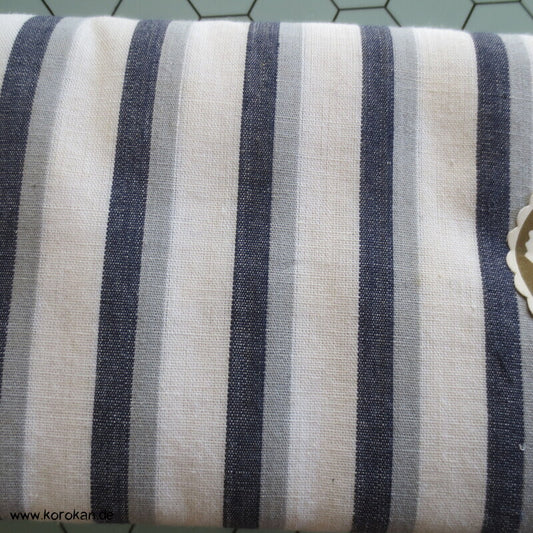 japanischer Yukata Baumwoll Stoff gestreift, originalgeheftet