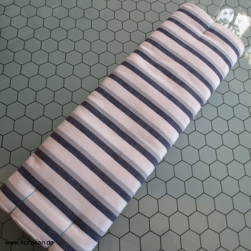 japanischer Yukata Baumwoll Stoff gestreift, originalgeheftet