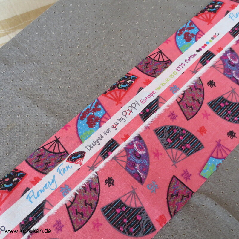 Juban / Yukata Baumwoll Kimono, Fächer auf pink, NEU