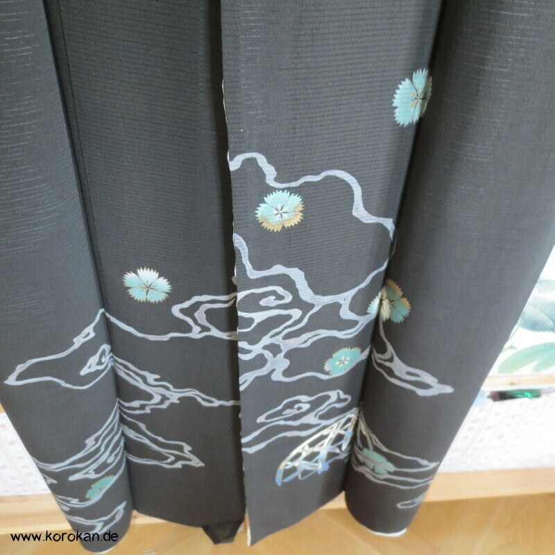 Nadeshiko und Fluß antiker Tomesode Kimono aus Rho Seide gefüttert