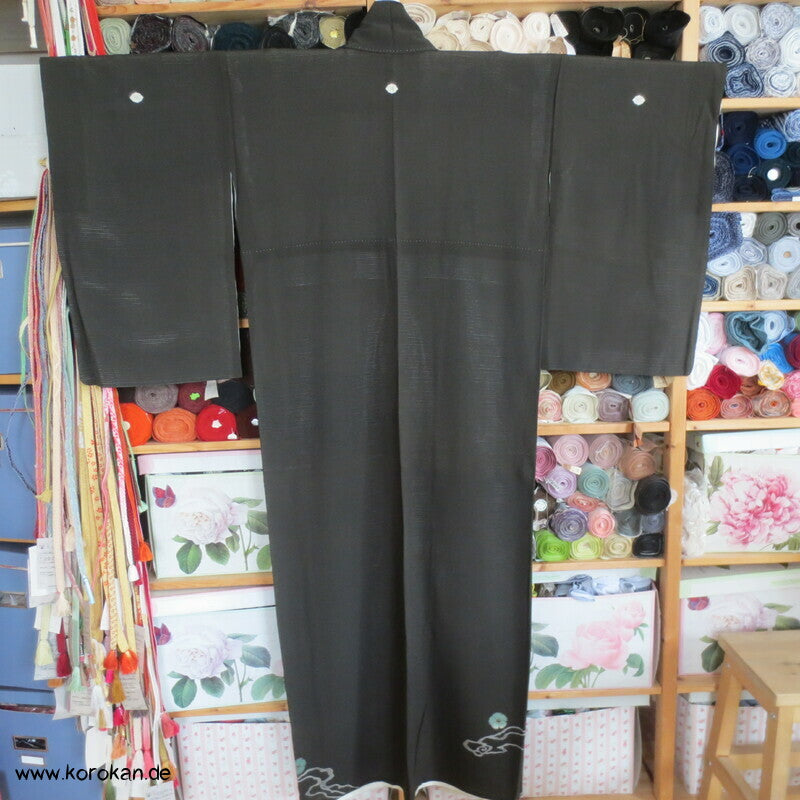 Nadeshiko und Fluß antiker Tomesode Kimono aus Rho Seide gefüttert