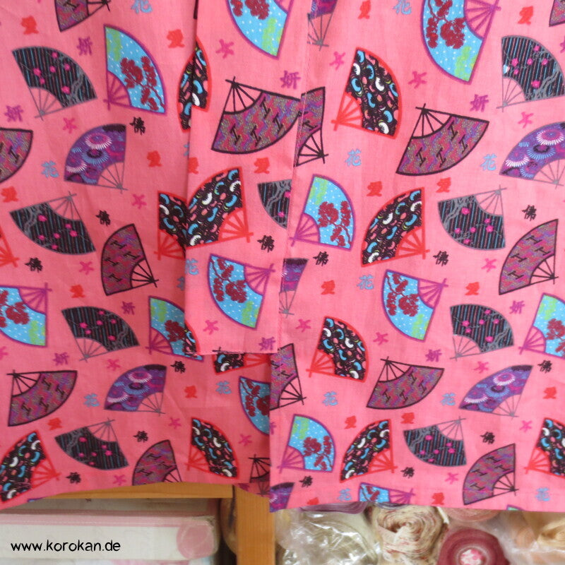 Juban / Yukata Baumwoll Kimono, Fächer auf pink, NEU