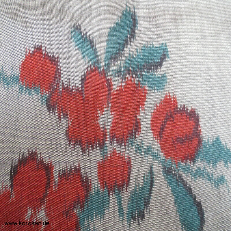 Japan Art Deco Ume Zweige auf blaugrau Meisen Seiden Kimono, nur Material