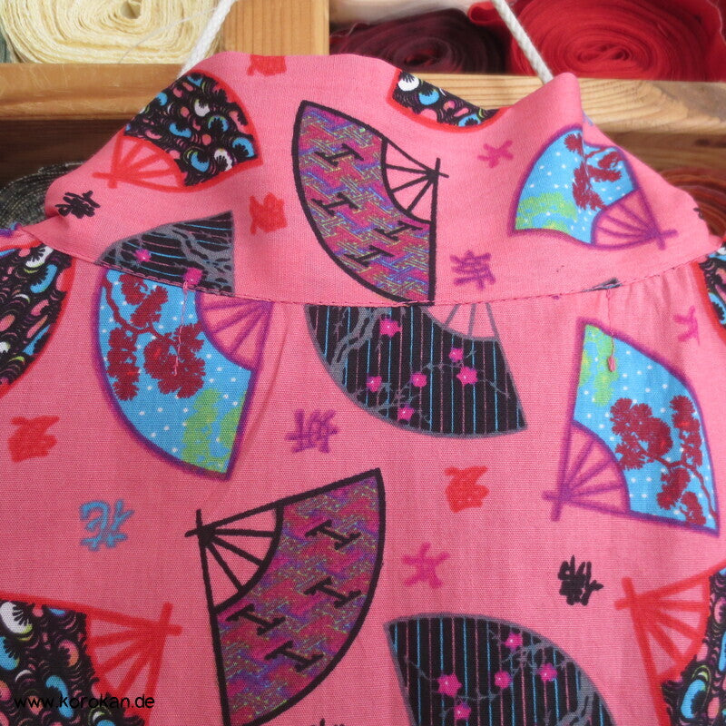 Juban / Yukata Baumwoll Kimono, Fächer auf pink, NEU