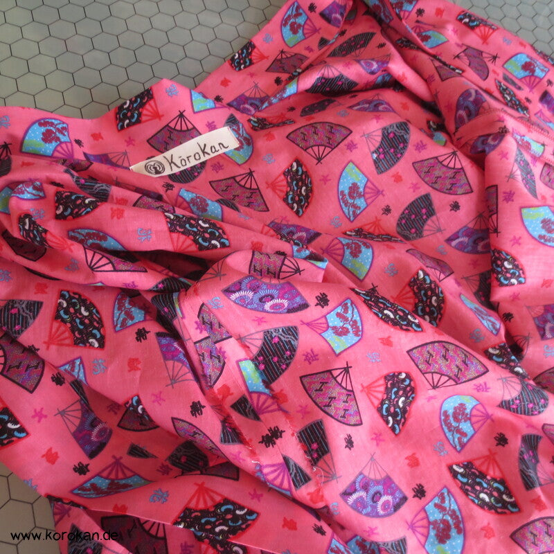 Juban / Yukata Baumwoll Kimono, Fächer auf pink, NEU
