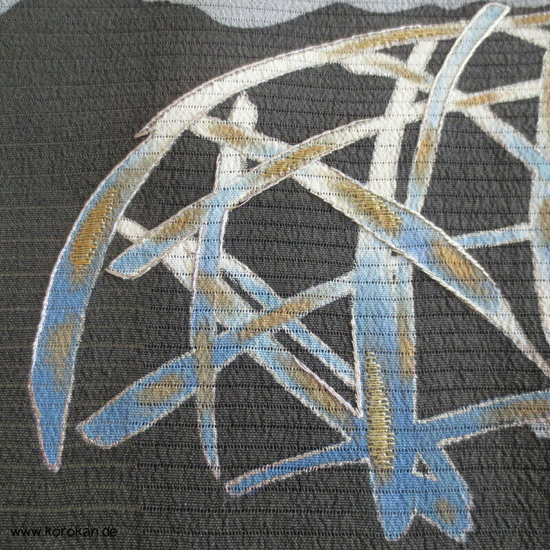 Nadeshiko und Fluß antiker Tomesode Kimono aus Rho Seide gefüttert