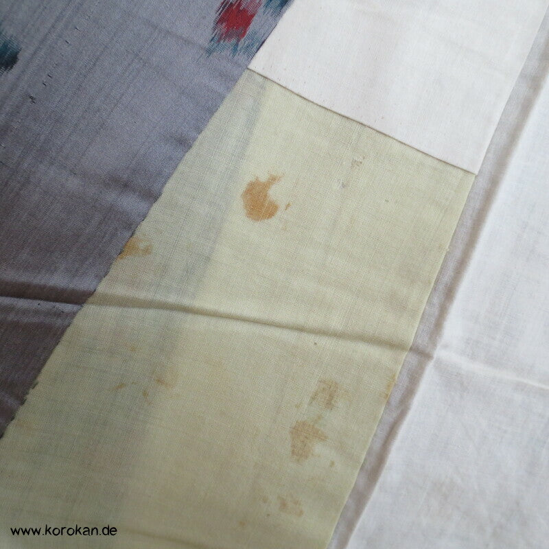 Japan Art Deco Ume Zweige auf blaugrau Meisen Seiden Kimono, nur Material