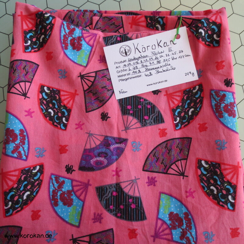 Juban / Yukata Baumwoll Kimono, Fächer auf pink, NEU