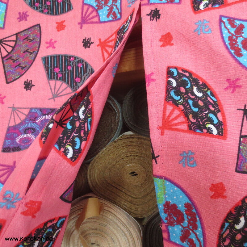 Juban / Yukata Baumwoll Kimono, Fächer auf pink, NEU