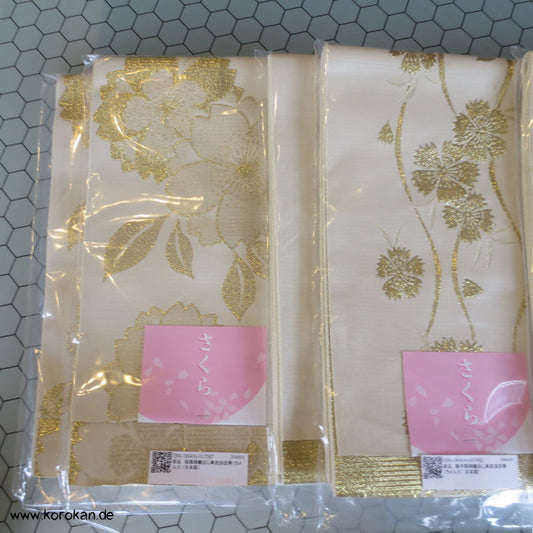 creme hell mit goldene Lurex Blumen Obi für Yukata, etc..