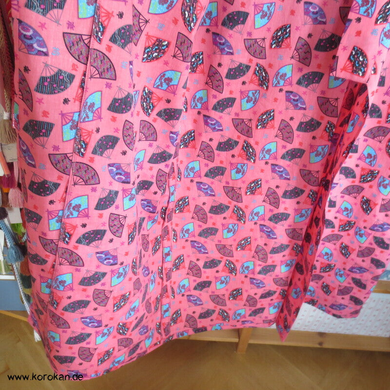 Juban / Yukata Baumwoll Kimono, Fächer auf pink, NEU