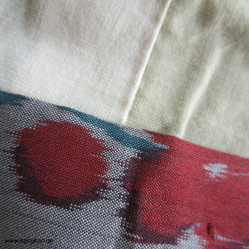 Japan Art Deco Ume Zweige auf blaugrau Meisen Seiden Kimono, nur Material