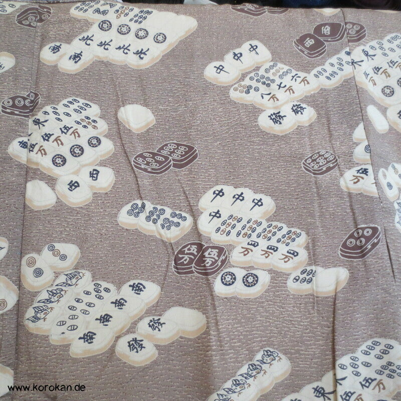 Männer Juban Unter Kimono mit Mah Jong Spielsteinen Honan Seide