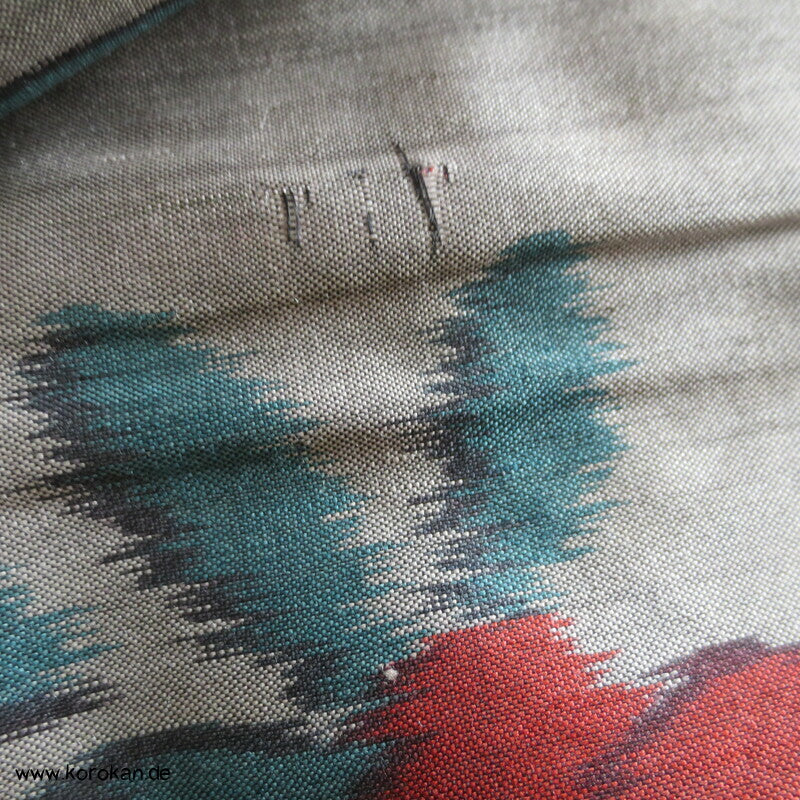 Japan Art Deco Ume Zweige auf blaugrau Meisen Seiden Kimono, nur Material