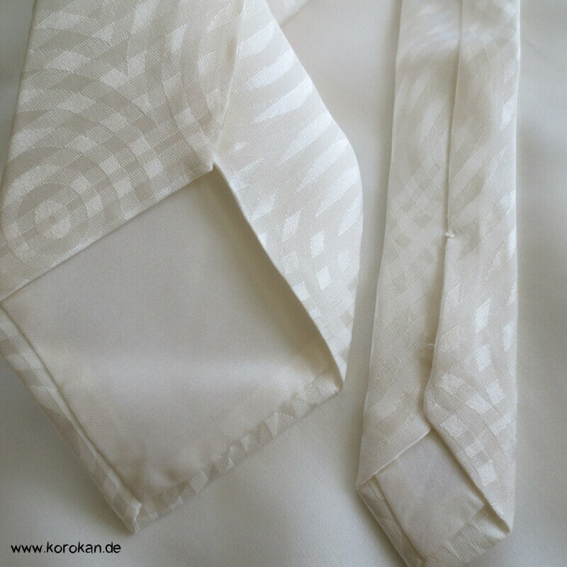 Krawatte Seide natur Damast gewebte Kreise über Streifen