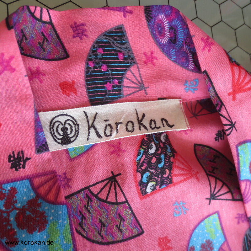 Juban / Yukata Baumwoll Kimono, Fächer auf pink, NEU
