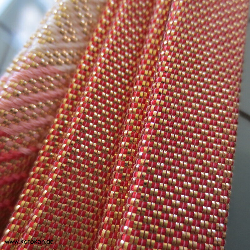 Saganishiki, Seidenbrokat, gold lachs rosa, neu
