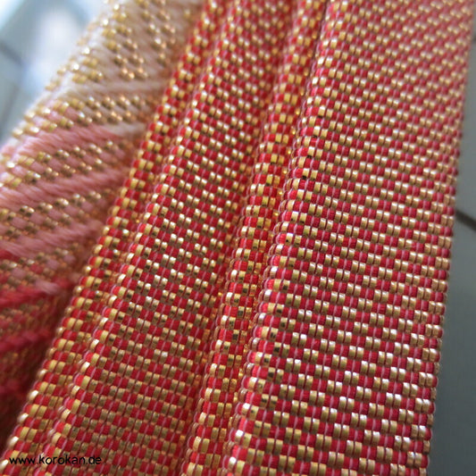 Saganishiki, Seidenbrokat, gold lachs rosa, neu