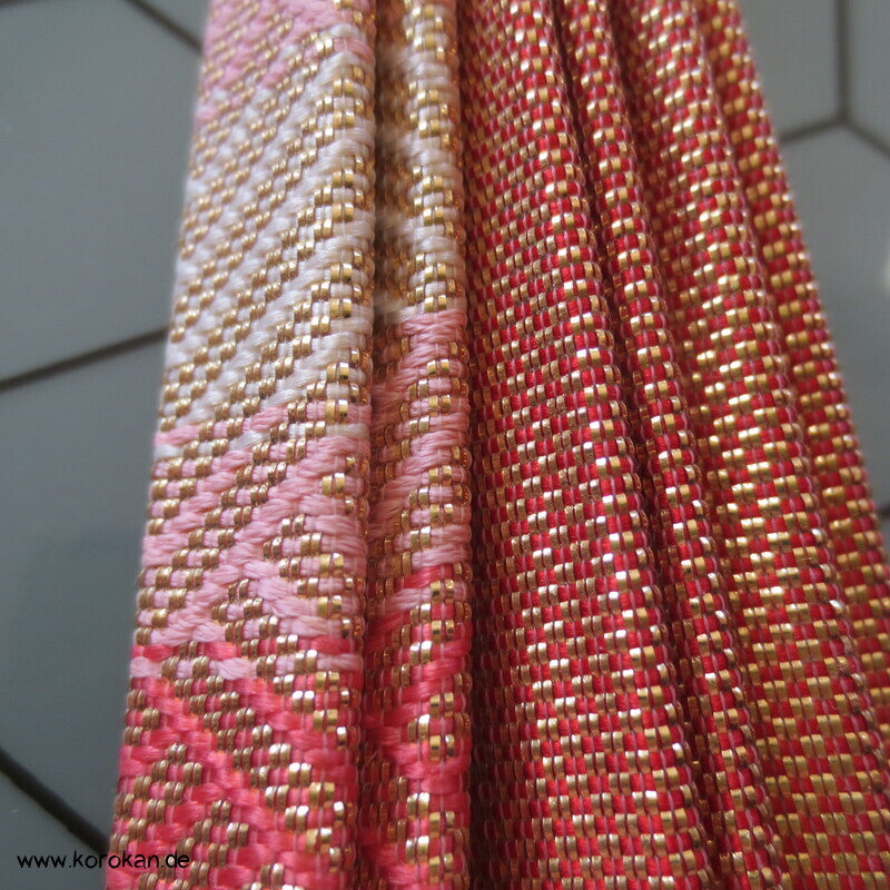 Saganishiki, Seidenbrokat, gold lachs rosa, neu
