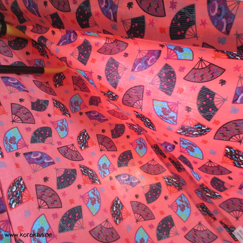 Juban / Yukata Baumwoll Kimono, Fächer auf pink, NEU