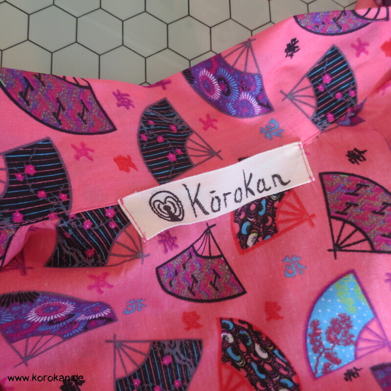 Juban / Yukata Baumwoll Kimono, Fächer auf pink, NEU
