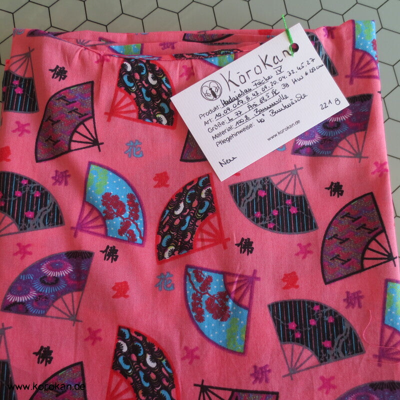 Juban / Yukata Baumwoll Kimono, Fächer auf pink, NEU