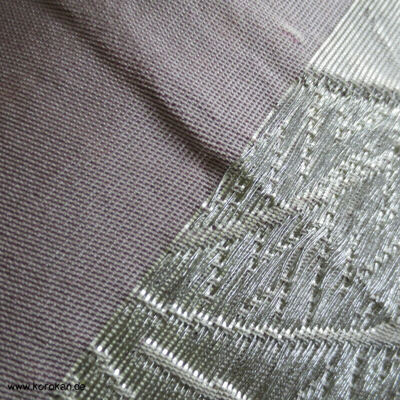 Fukuro Obi Seidenbrokat Mon mit Kranich, Schmetterling etc..
