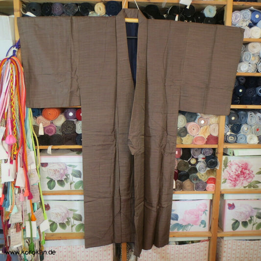 brauner Komon Tsumugi Kimono