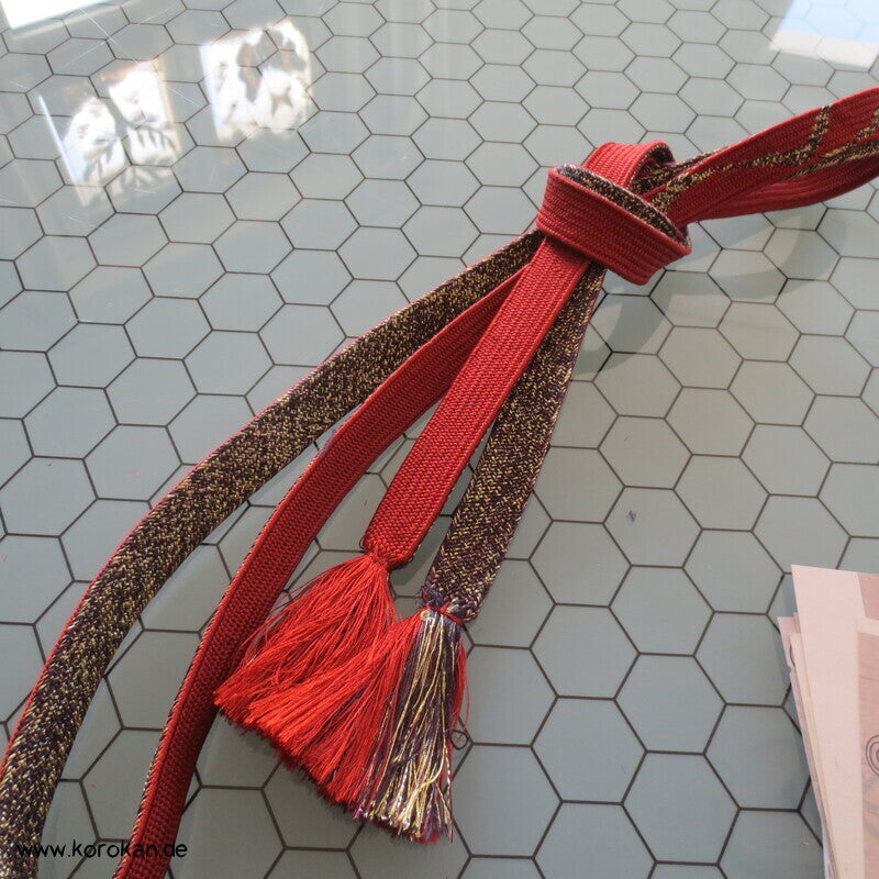 Obijime zimtbraun gold aubergine Wellen