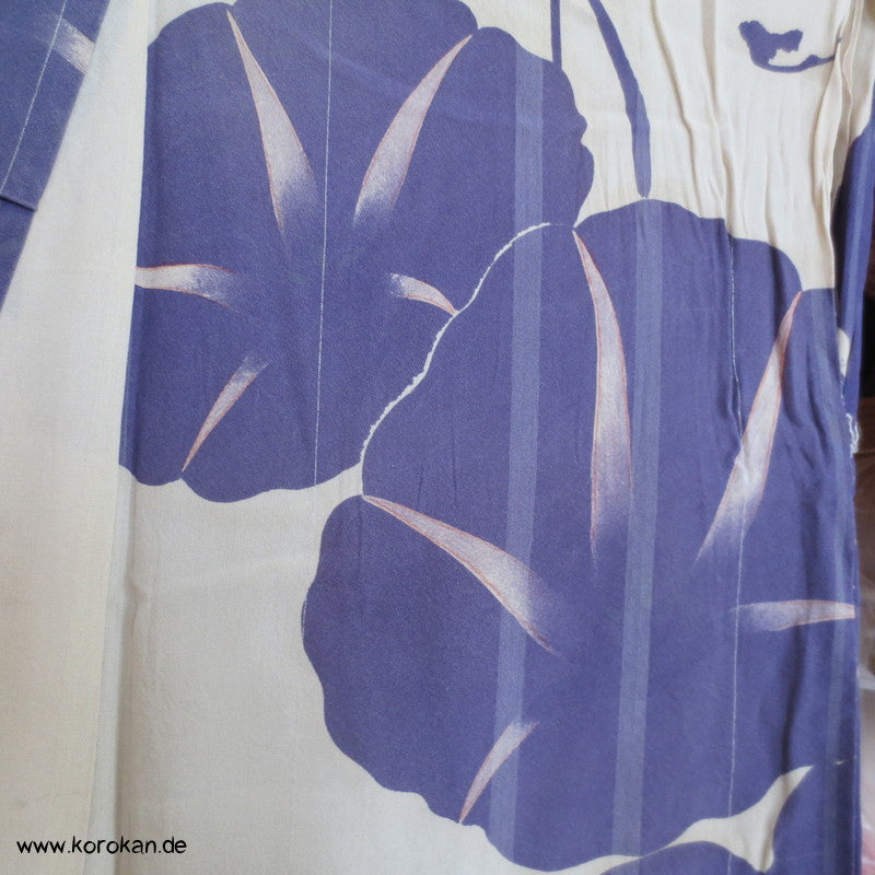 Prachtwinden Hitoe Komon Kimono aus halbtransparenter Sha Seide