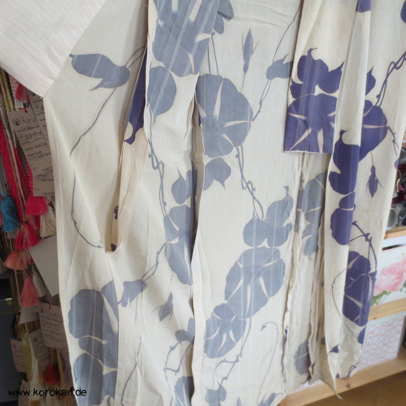 Prachtwinden Hitoe Komon Kimono aus halbtransparenter Sha Seide