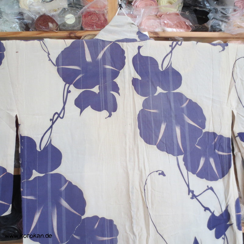 Prachtwinden Hitoe Komon Kimono aus halbtransparenter Sha Seide