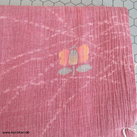 Kamelien, Gräser Kasuri Kimono japanischer Hanf / Baumwoll Krepp
