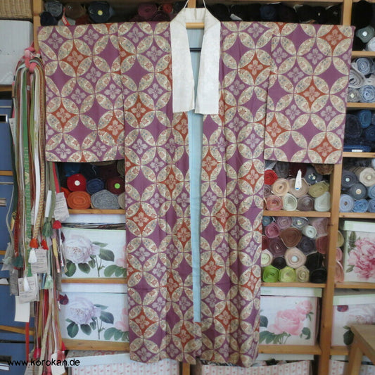 Shippo in mauve beige Seide Juban Unterkimono