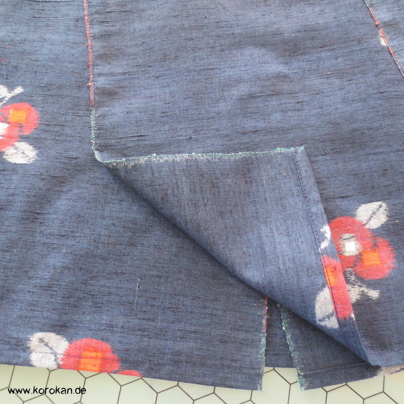Kimono Tsumugi Seiden Kasuri Blüten 6 Bahnen Rock