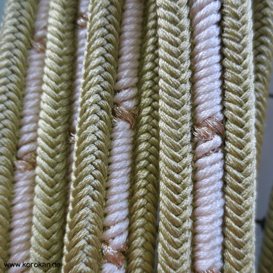 schilf weiß gold Obijime, Seide / Lurex, innenliegende Kordel, neu mit Etikett