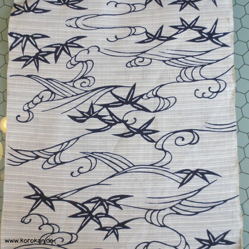 Bambus auf hellgrau Yukata Kimono Stoff