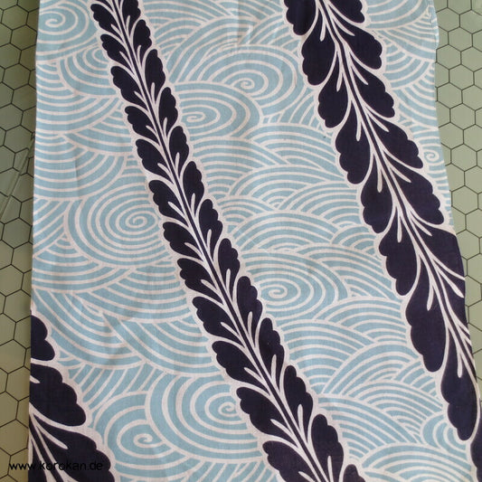Wisteria und Wellen - diagonal Yukata Kimono Baumwoll Stoff
